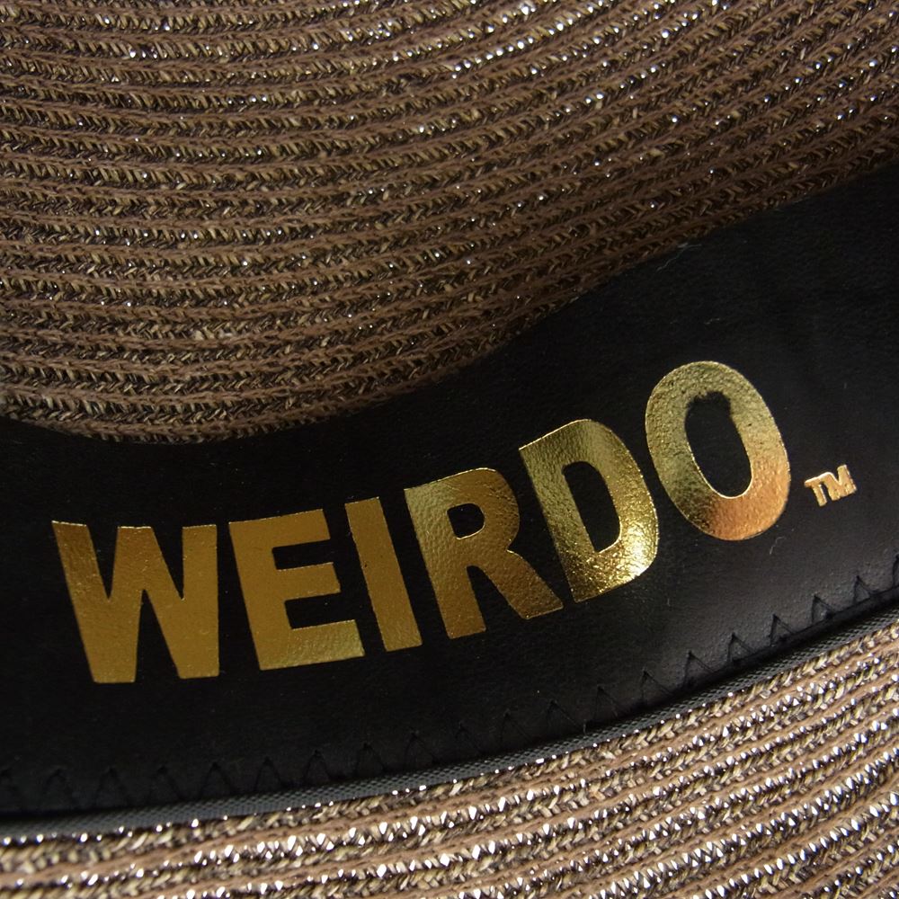 WEIRDO ウィアード 無地 リボン ストロー ラフィア ハット 麦わら 帽子 ブラウン系【中古】