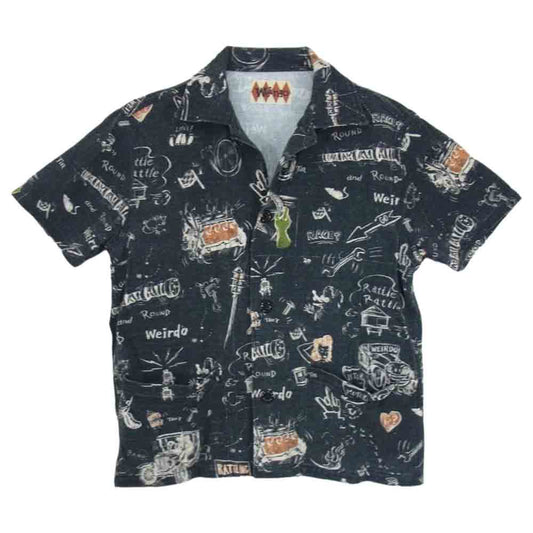 WEIRDO ウィアード 15SS WRD-15-SS-21 Scribbled S/SH ポケット 総柄 半袖 シャツ ブラック系 M【中古】