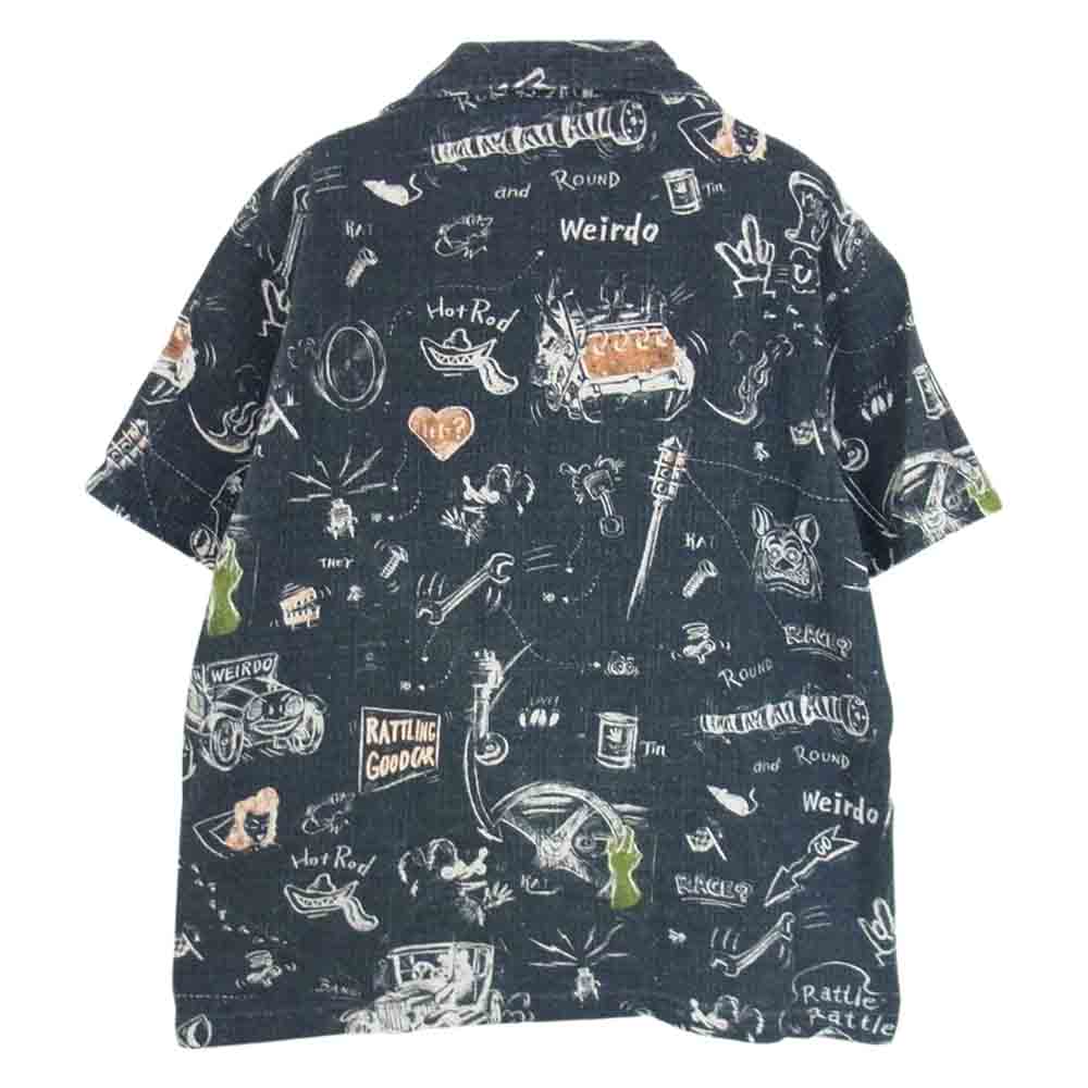 WEIRDO ウィアード 15SS WRD-15-SS-21 Scribbled S/SH ポケット 総柄 半袖 シャツ ブラック系 M【中古】