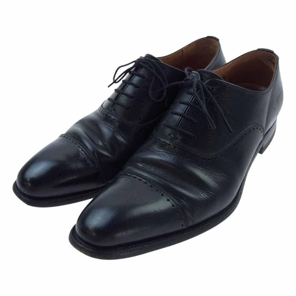 SCOTCH GRAIN スコッチグレイン 756 belhomme ベルオム 内羽根 ストレートチップ パンチドキャップトゥ レザー シューズ ブラック系 25【中古】