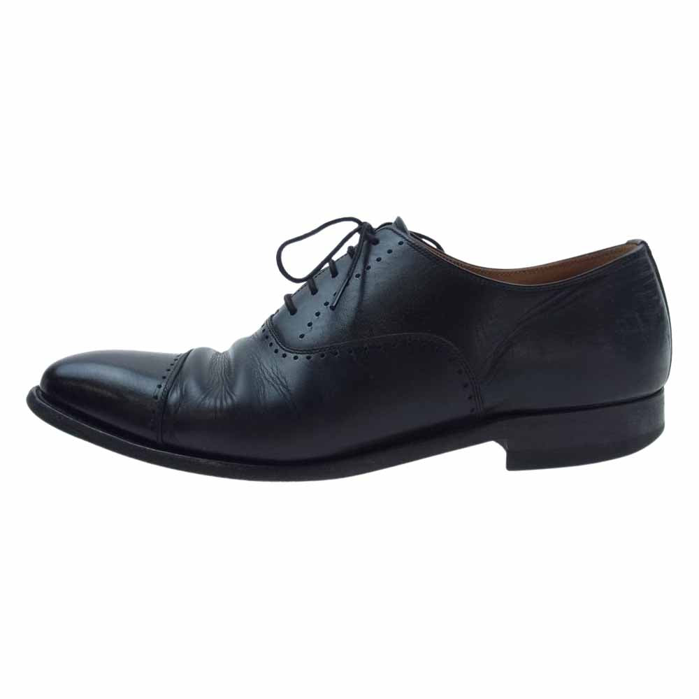 SCOTCH GRAIN スコッチグレイン 756 belhomme ベルオム 内羽根 ストレートチップ パンチドキャップトゥ レザー シューズ ブラック系 25【中古】