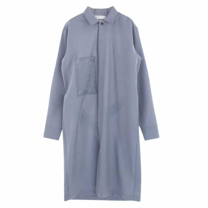 JIL SANDER ジルサンダー 19AW JSMP742432 国内正規品 比翼 ベルテッド フロントロゴ スタッフ ウール ステンカラーコート グレー系 39【美品】【中古】