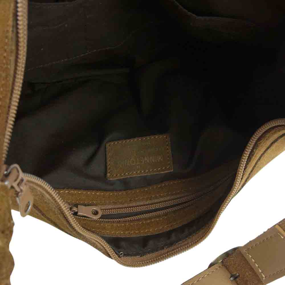 Minnetonka ミネトンカ フリンジ スエード レザー ショルダー バッグ ブラウン系【中古】