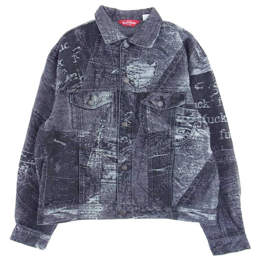 Supreme シュプリーム 23SS Archive Denim Jacquard Trucker Jacket Black Medium ジャガード トラッカー デニムジャケット  ブラック系 M【新古品】【未使用】【中古】