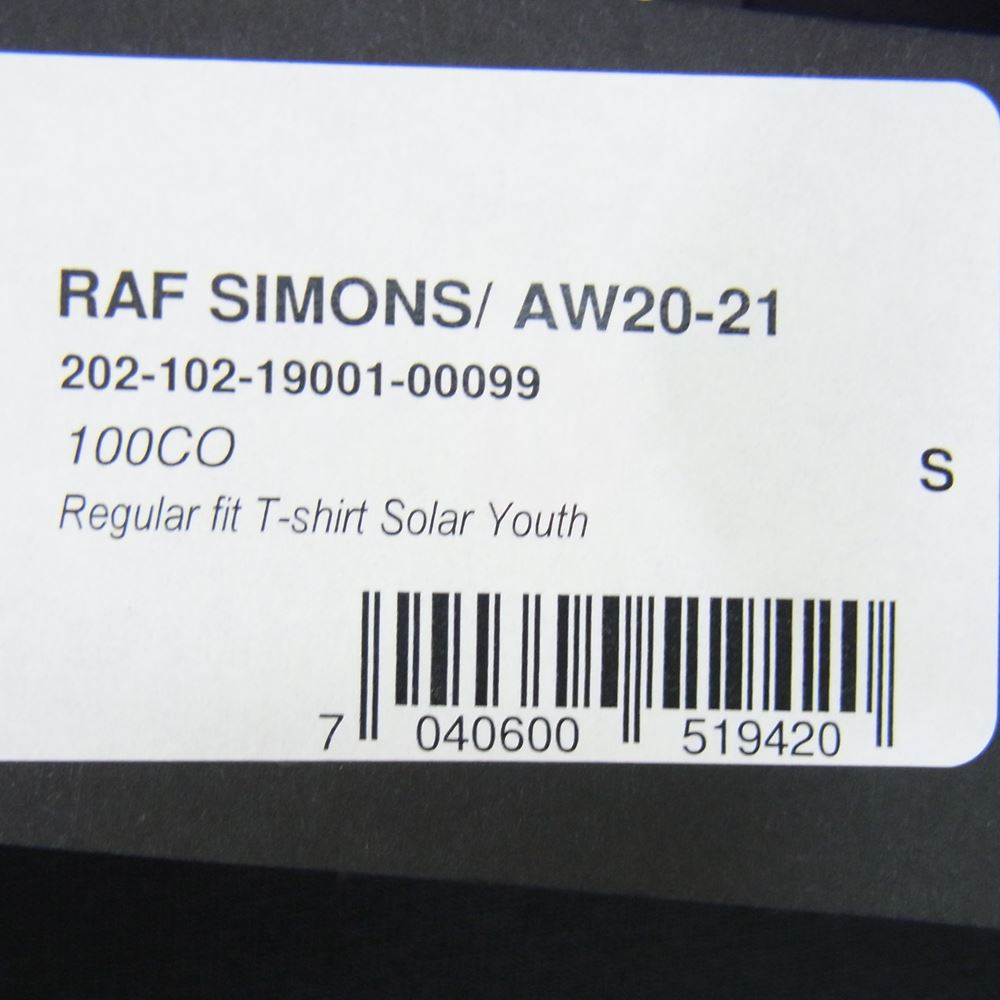 RAF SIMONS ラフシモンズ 20-21AW 202-102-19001-00099 Regular Fit T-Shirt Solar Youth レギュラー フィット ソーラー ユース Tシャツ ブラック系 S【新古品】【未使用】【中古】