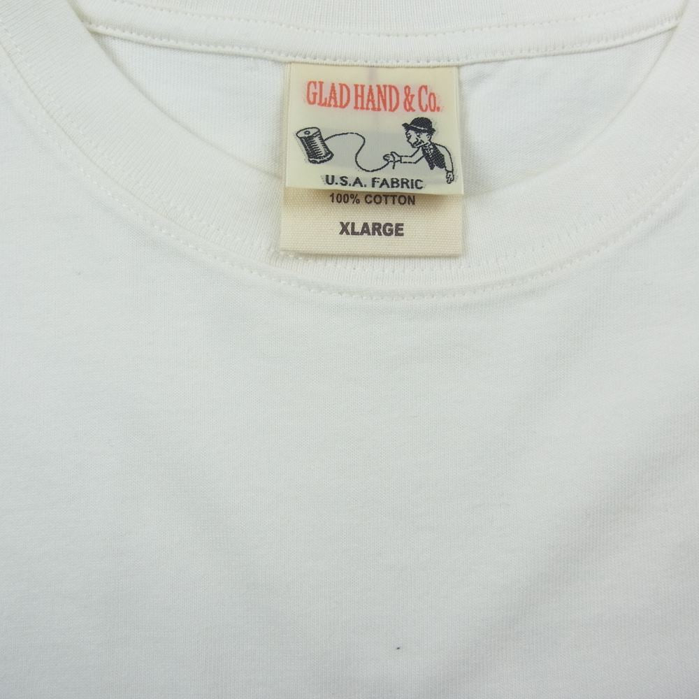 GLADHAND & Co. グラッドハンド TRAVELING BAG TRUNKS  トラベルバッグ プリント 半袖 クルーネック Tシャツ ホワイト系 XL【中古】