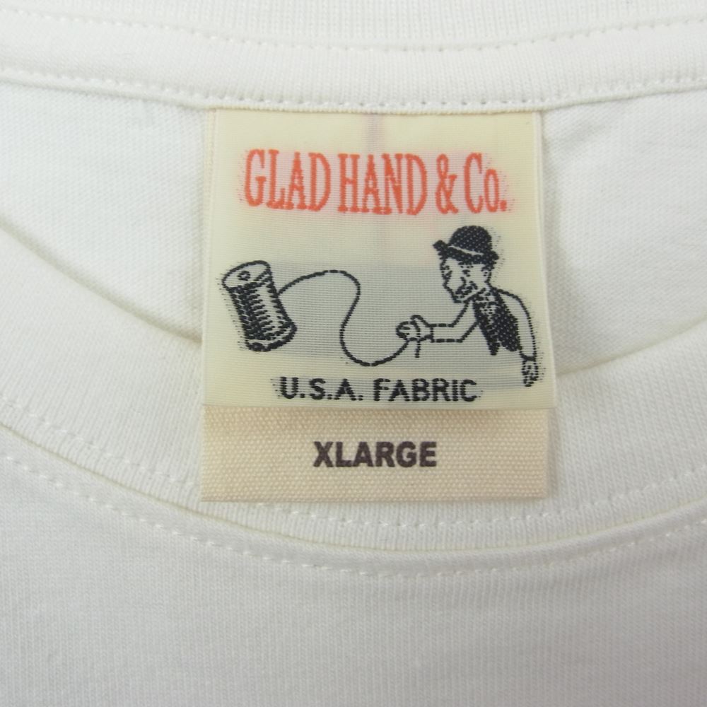 GLADHAND & Co. グラッドハンド TRAVELING BAG TRUNKS  トラベルバッグ プリント 半袖 クルーネック Tシャツ ホワイト系 XL【中古】