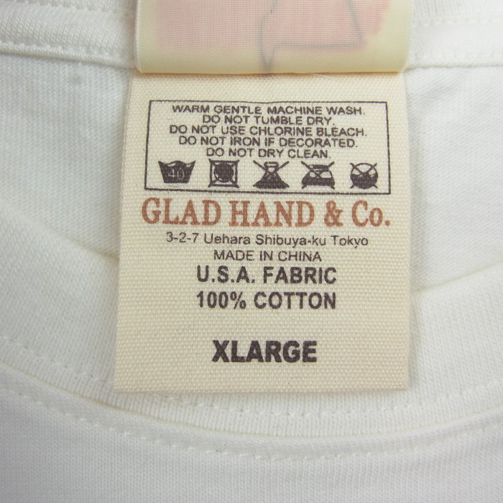 GLADHAND & Co. グラッドハンド TRAVELING BAG TRUNKS  トラベルバッグ プリント 半袖 クルーネック Tシャツ ホワイト系 XL【中古】