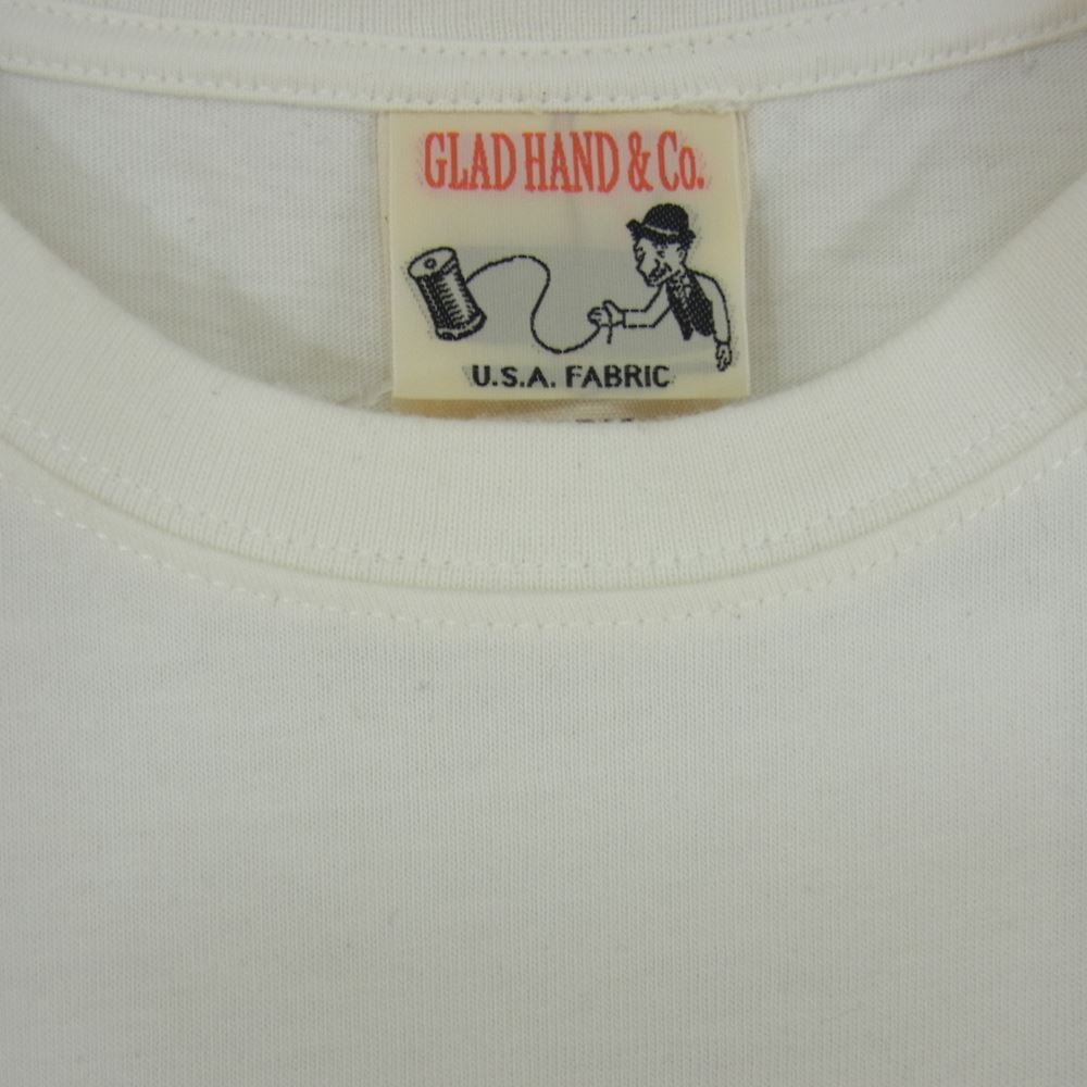 GLADHAND & Co. グラッドハンド WALKING ウォーキング レザーシューズ プリント 半袖 クルーネック Tシャツ ホワイト系 XL【中古】