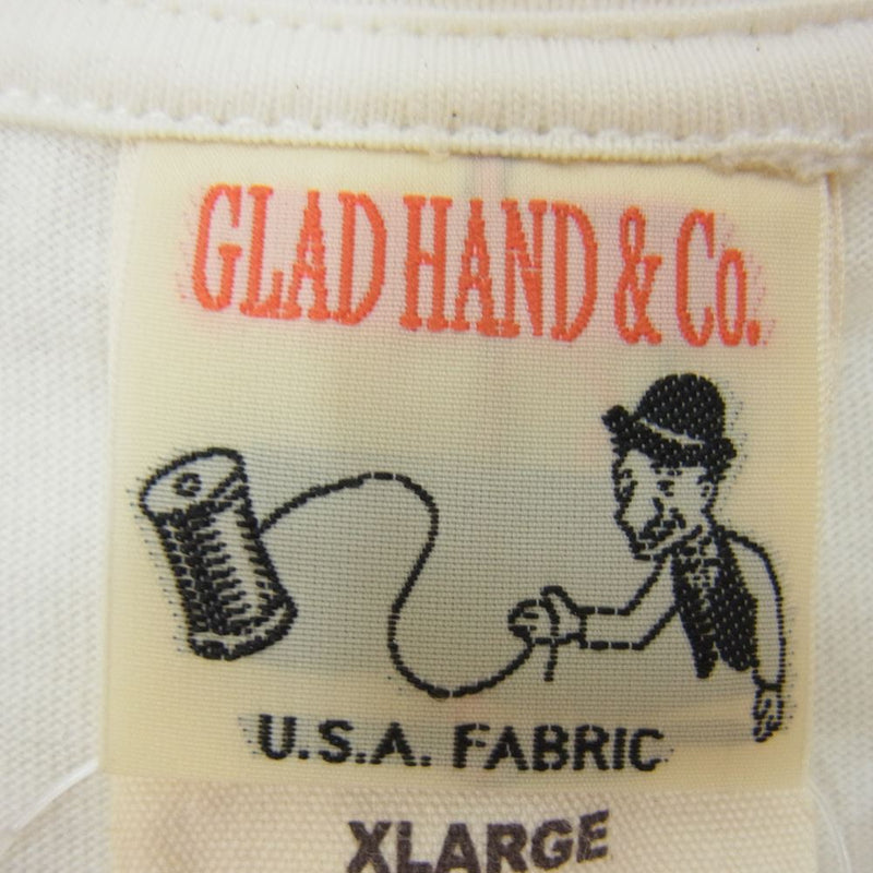 GLADHAND & Co. グラッドハンド WALKING ウォーキング レザーシューズ プリント 半袖 クルーネック Tシャツ ホワイト系 XL【中古】