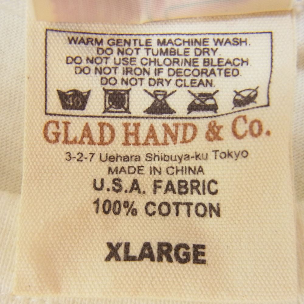 GLADHAND & Co. グラッドハンド WALKING ウォーキング レザーシューズ プリント 半袖 クルーネック Tシャツ ホワイト系 XL【中古】