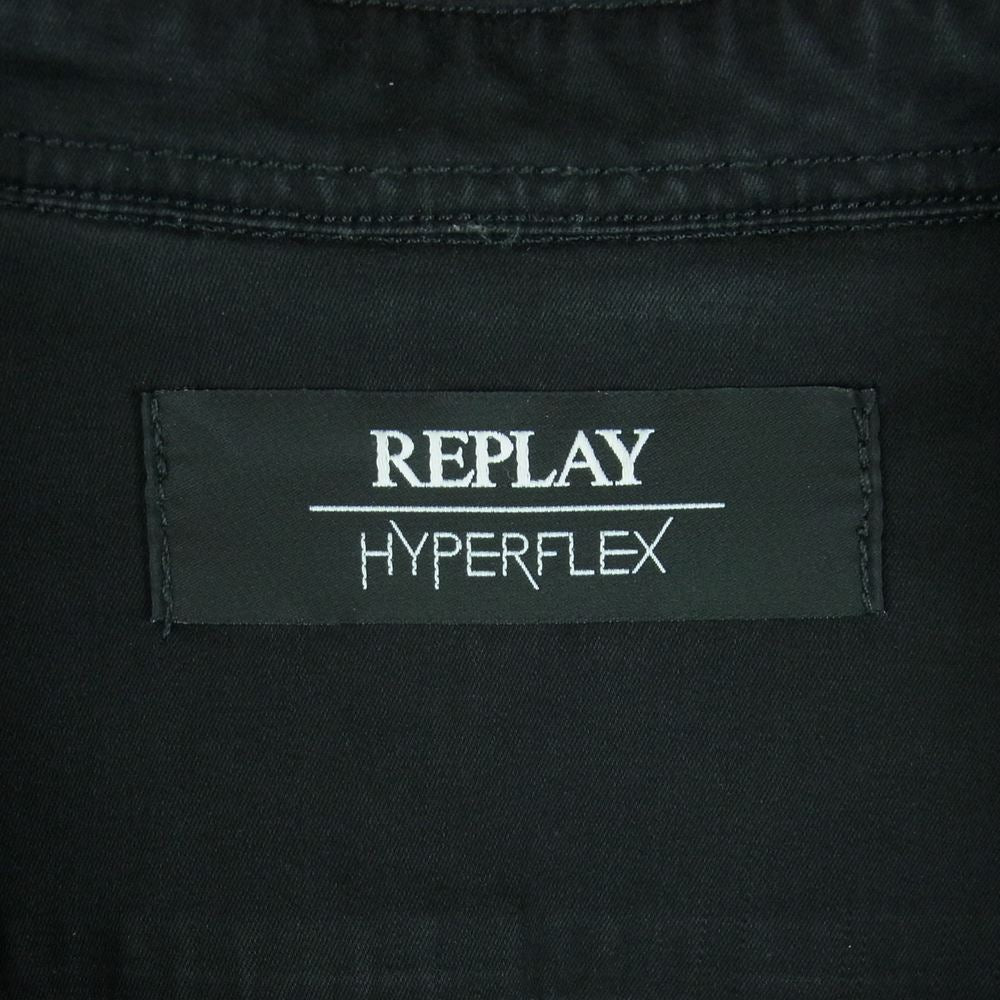 REPLAY リプレイ 514914159 国内正規品 HYPERFLEX ハイパーフレックス 7.5オンス 比翼 ストレッチ 長袖 シャツ ブラック系 L【中古】
