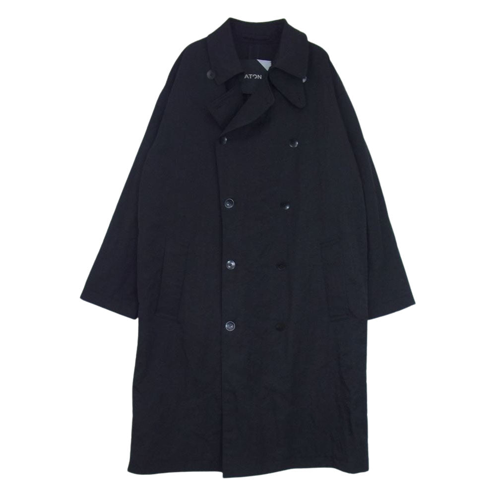 エイトン SHRINK NYLON NY TRENCH COAT シュリンク ナイロン トレンチコート ブラック系 04【中古】