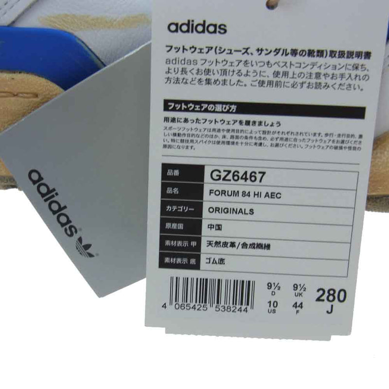 adidas アディダス GZ6467 Forum 84 Hi AEC Foot Wear White Blue フォーラム ハイ フット ウェア ホワイト ブルー スニーカー ホワイト ブルー  28cm【新古品】【未使用】【中古】