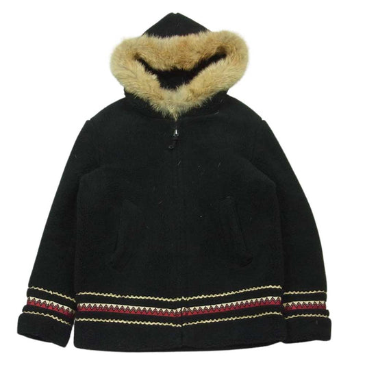 COOTIE クーティー コヨーテファー チロリアン ボア ジャケット ポリエステル 日本製 ブラック系 L【中古】