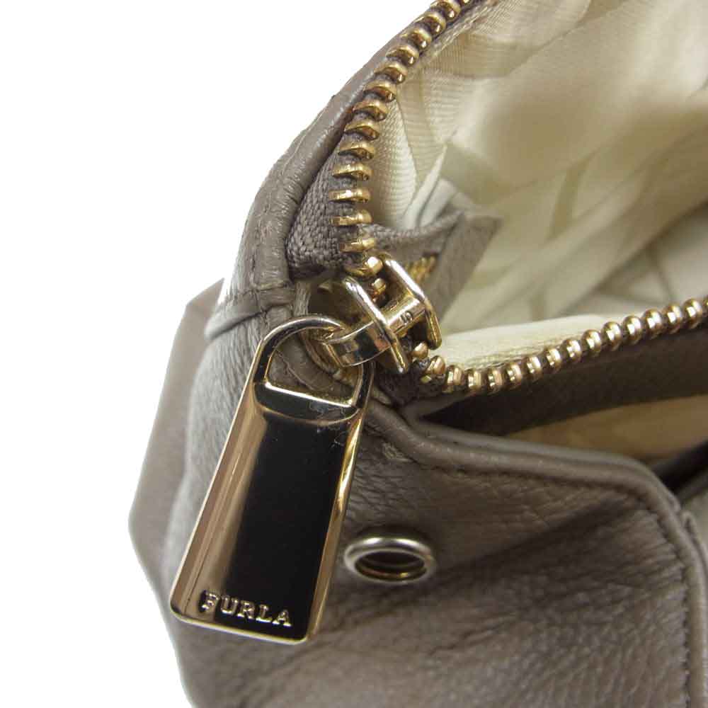Furla フルラ レザー ハンド バッグ グレージュ系【中古】