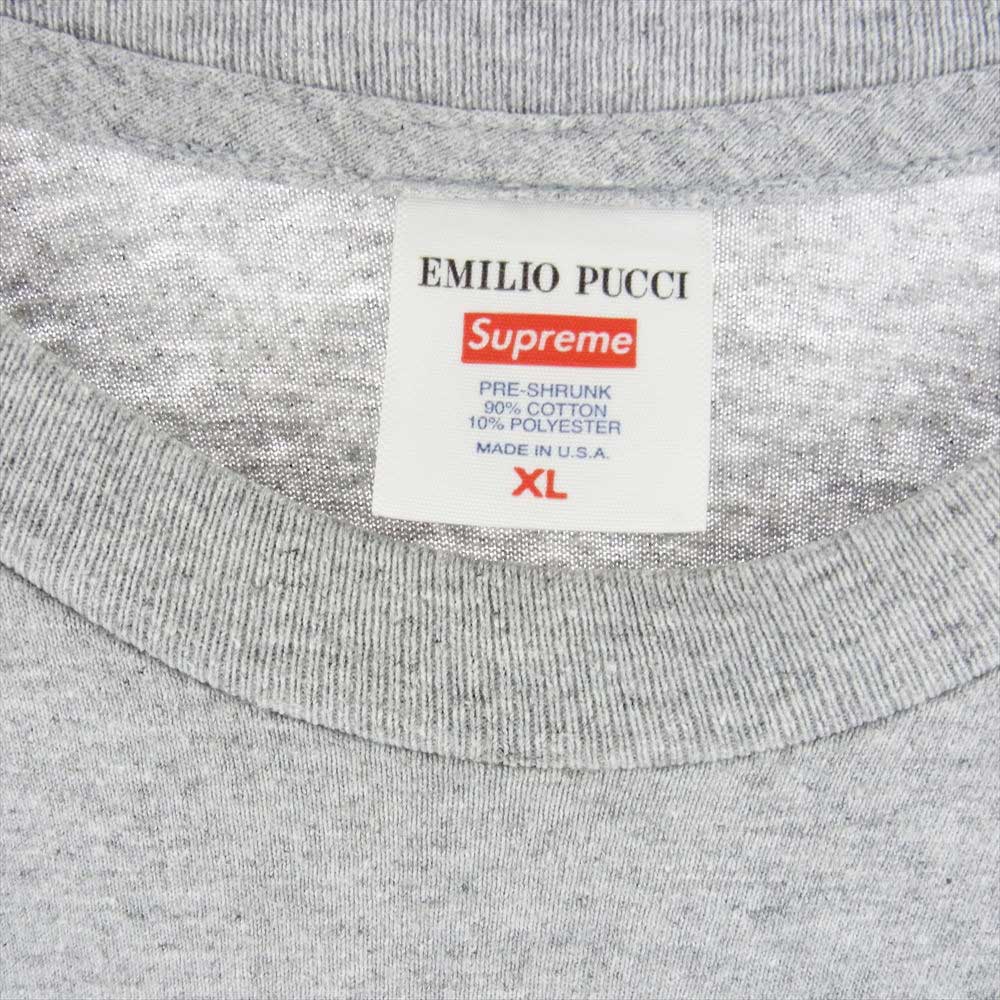 Supreme シュプリーム 21SS Emilio Pucci Box Logo Tee エミリオプッチ ボックス ロゴ プリント 半袖 Tシャツ グレー系 XL【中古】