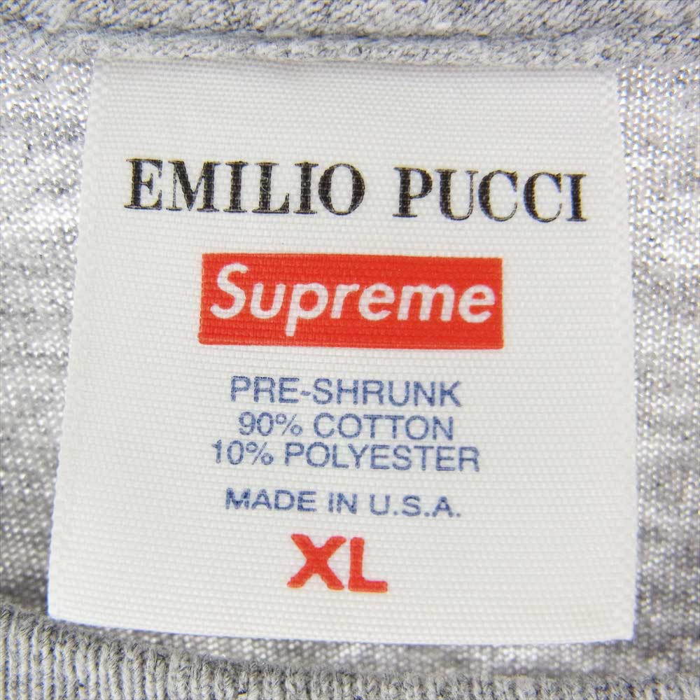 Supreme シュプリーム 21SS Emilio Pucci Box Logo Tee エミリオプッチ ボックス ロゴ プリント 半袖 Tシャツ グレー系 XL【中古】
