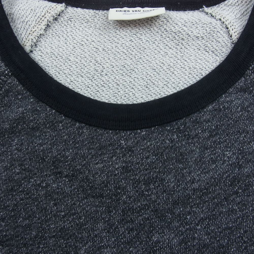 DRIES VAN NOTEN ドリスヴァンノッテン 国内正規品 メランジ ラグランスリーブ クルーネック スウェット ブラック系 S【中古】