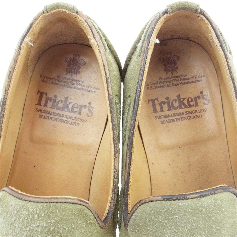 Tricker's トリッカーズ 7165 スエード タッセル ローファー カーキ系 UK8.5【中古】