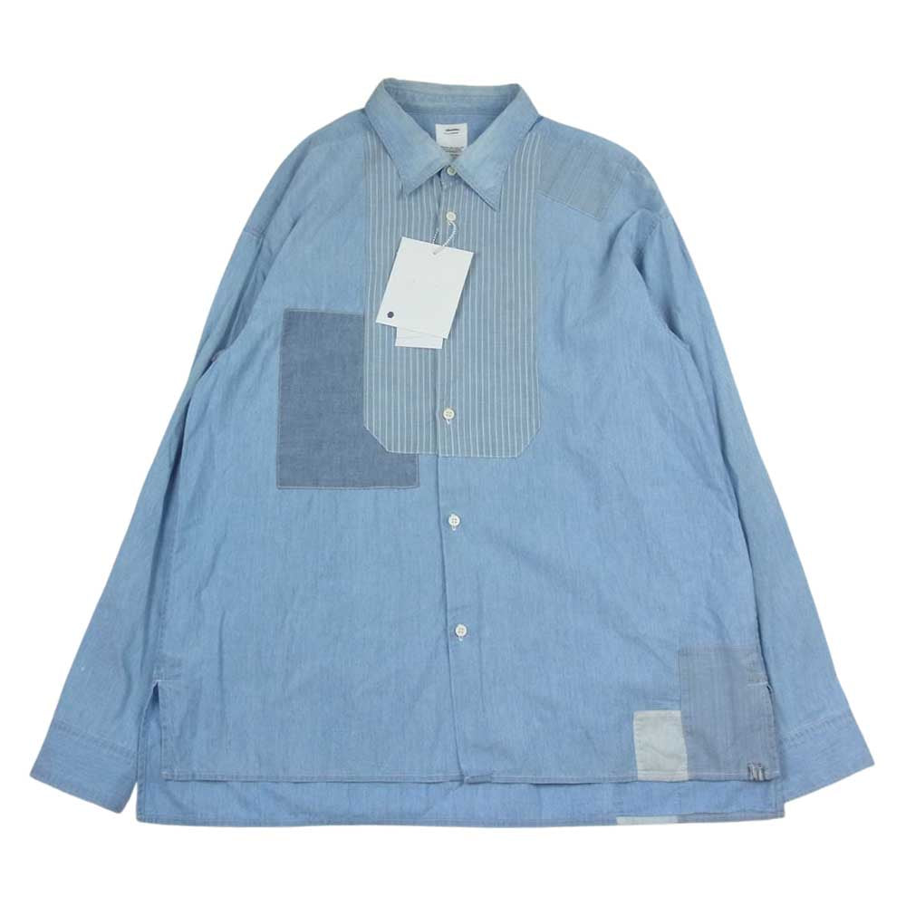 VISVIM ビズビム 21SS 0121105011003 CHORE P.W. SHIRT L/S CHAMBRAY チョア パッチワーク 長袖 シャンブレー シャツ インディゴブルー系 3【中古】