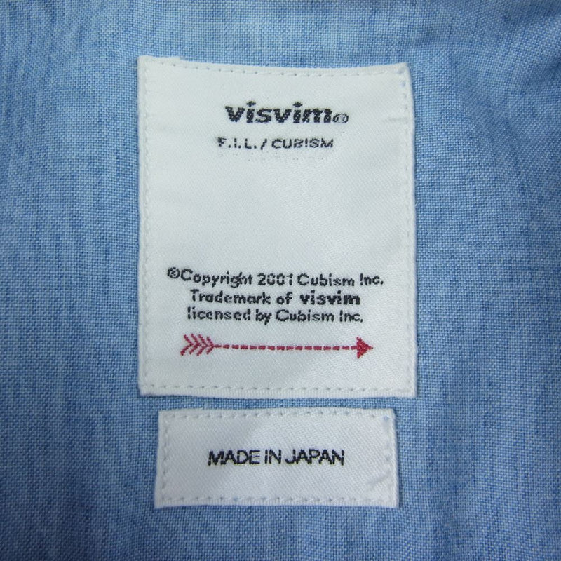 VISVIM ビズビム 21SS 0121105011003 CHORE P.W. SHIRT L/S CHAMBRAY チョア パッチワーク 長袖 シャンブレー シャツ インディゴブルー系 3【中古】