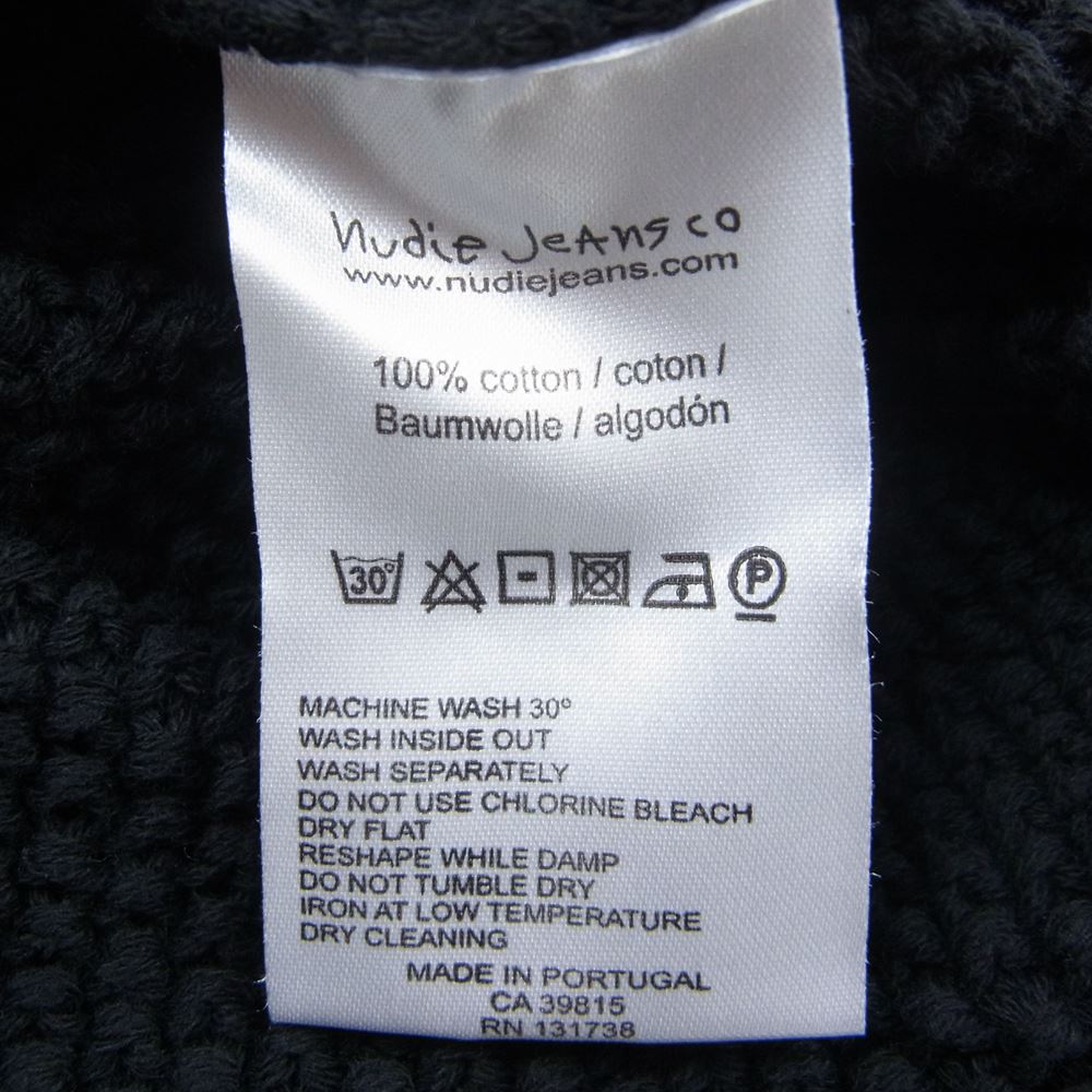 Nudie Jeans ヌーディージーンズ ショールカラー コットン ジップ ニット カーディガン ブラック系 S【中古】