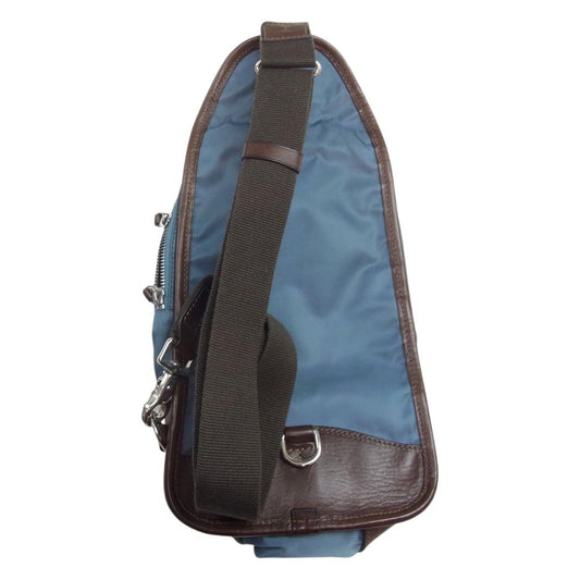 Daniel & Bob ダニエルアンドボブ レザー ナイロン スリング ショルダー バッグ ブルー系【中古】