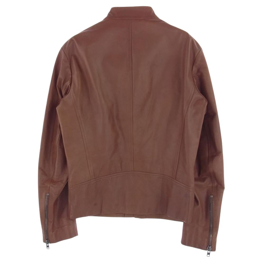 MAISON MARTIN MARGIELA メゾンマルタンマルジェラ 14ライン アーカイブ ここのえタグ イタリア製 ハの字 ジップ レザー ライダースジャケット 牛革 ブラウン系 44【中古】