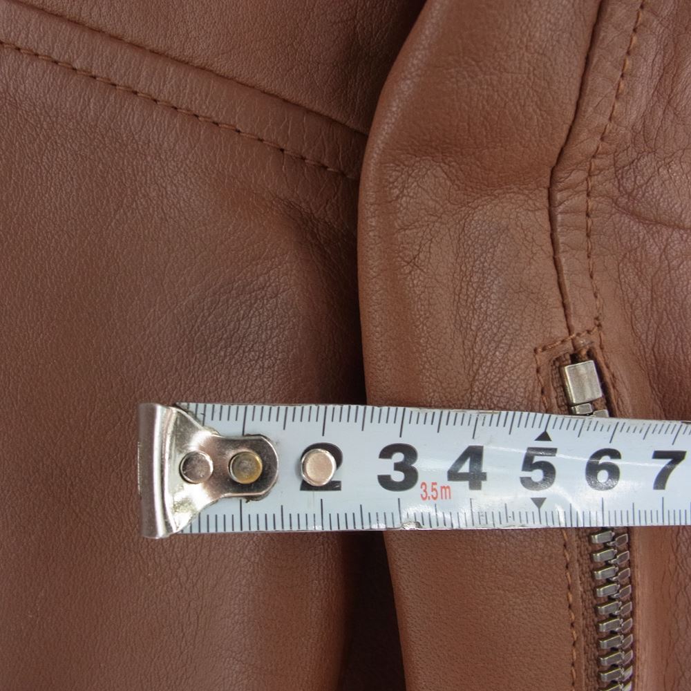 MAISON MARTIN MARGIELA メゾンマルタンマルジェラ 14ライン アーカイブ ここのえタグ イタリア製 ハの字 ジップ レザー ライダースジャケット 牛革 ブラウン系 44【中古】
