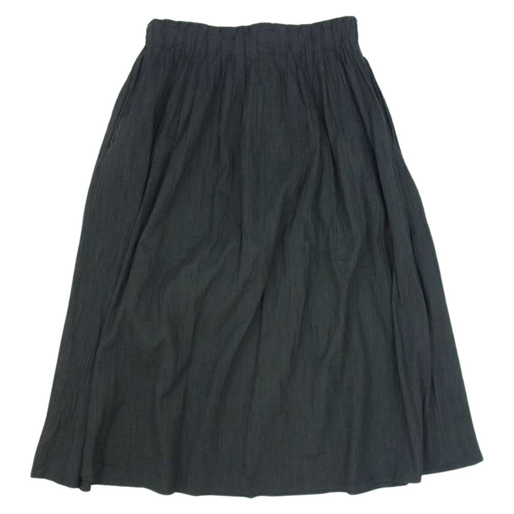 Plantation プランテーション PL51FG178 楊柳 麻混 ギャザー スカート ブラック系 M【中古】