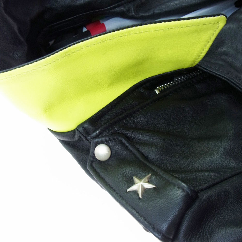 SOPHNET. ソフネット 16SS SOPH-160035 × Schott ショット ONESTAR RIDERS JACKET ワンスター レザー ダブルライダース ジャケット 襟裏袖口黄色 ブラック ブラック系 36【中古】