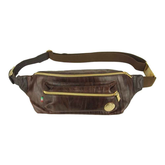 ジャコモ ヴァレンティーニ レザー ウエスト ショルダー バック イタリア製 ブラウン系【中古】