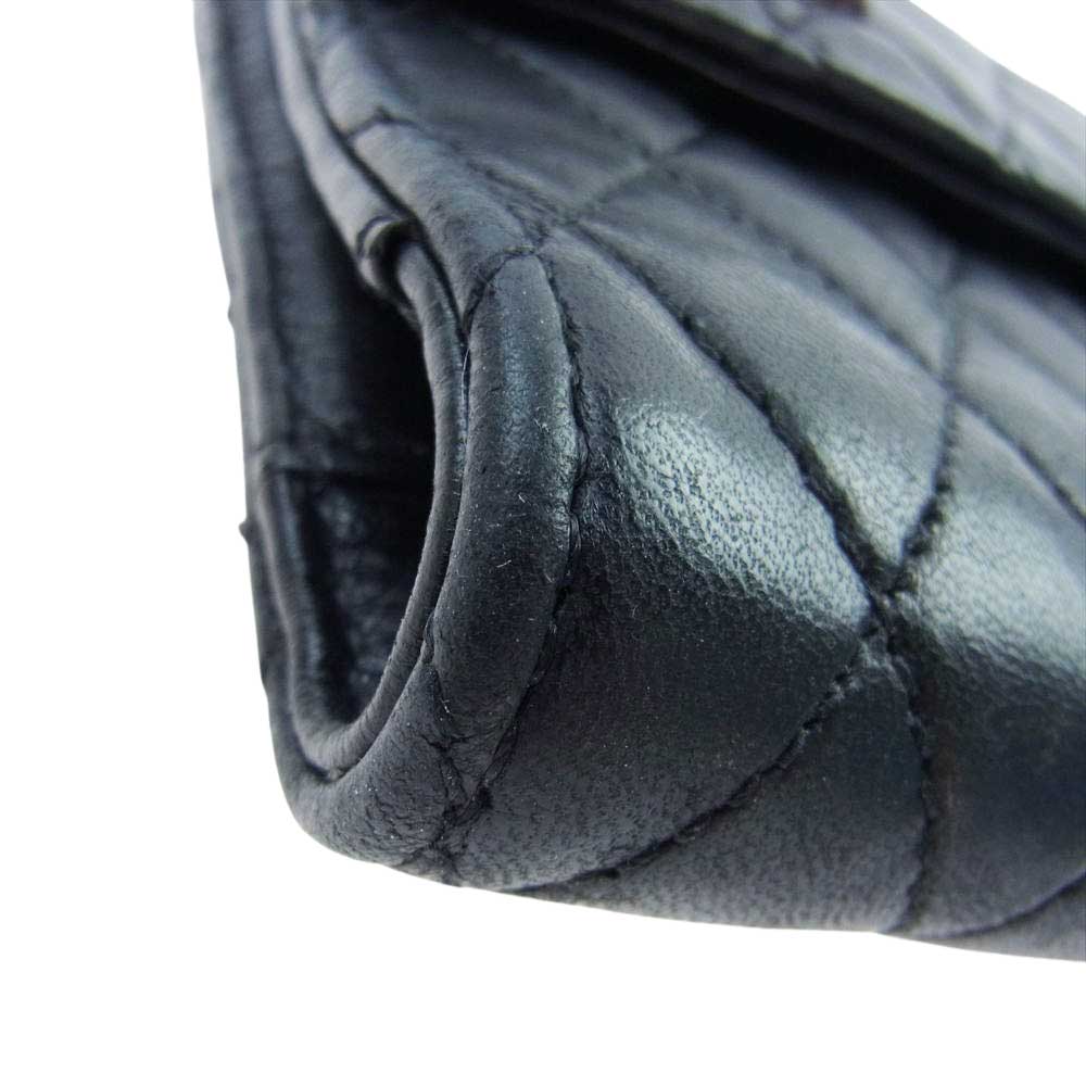 CHROME HEARTS クロムハーツ（原本無） QUILTED WAVE WALLET 3SNAP FLARE キルティング ウェーブ 3スナップ フレア ウォレット ブラック系【中古】