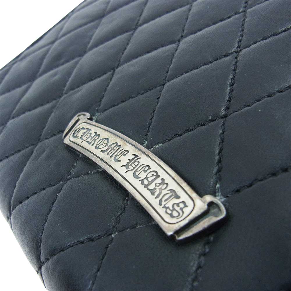 CHROME HEARTS クロムハーツ（原本無） QUILTED WAVE WALLET 3SNAP FLARE キルティング ウェーブ 3スナップ フレア ウォレット ブラック系【中古】