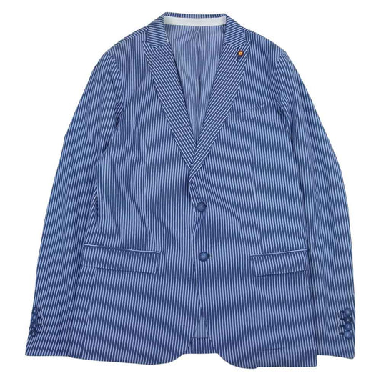 ロベルトペペ ストライプ テーラード ジャケット ブルー系【美品】【中古】
