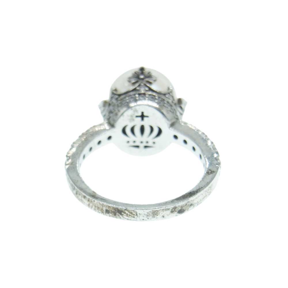 Justin Davis ジャスティンデイビス AUDREY DIAMOND/CLEAR ホワイトパール オードリー ダイヤモンド クラウン リング シルバー系 14号【中古】