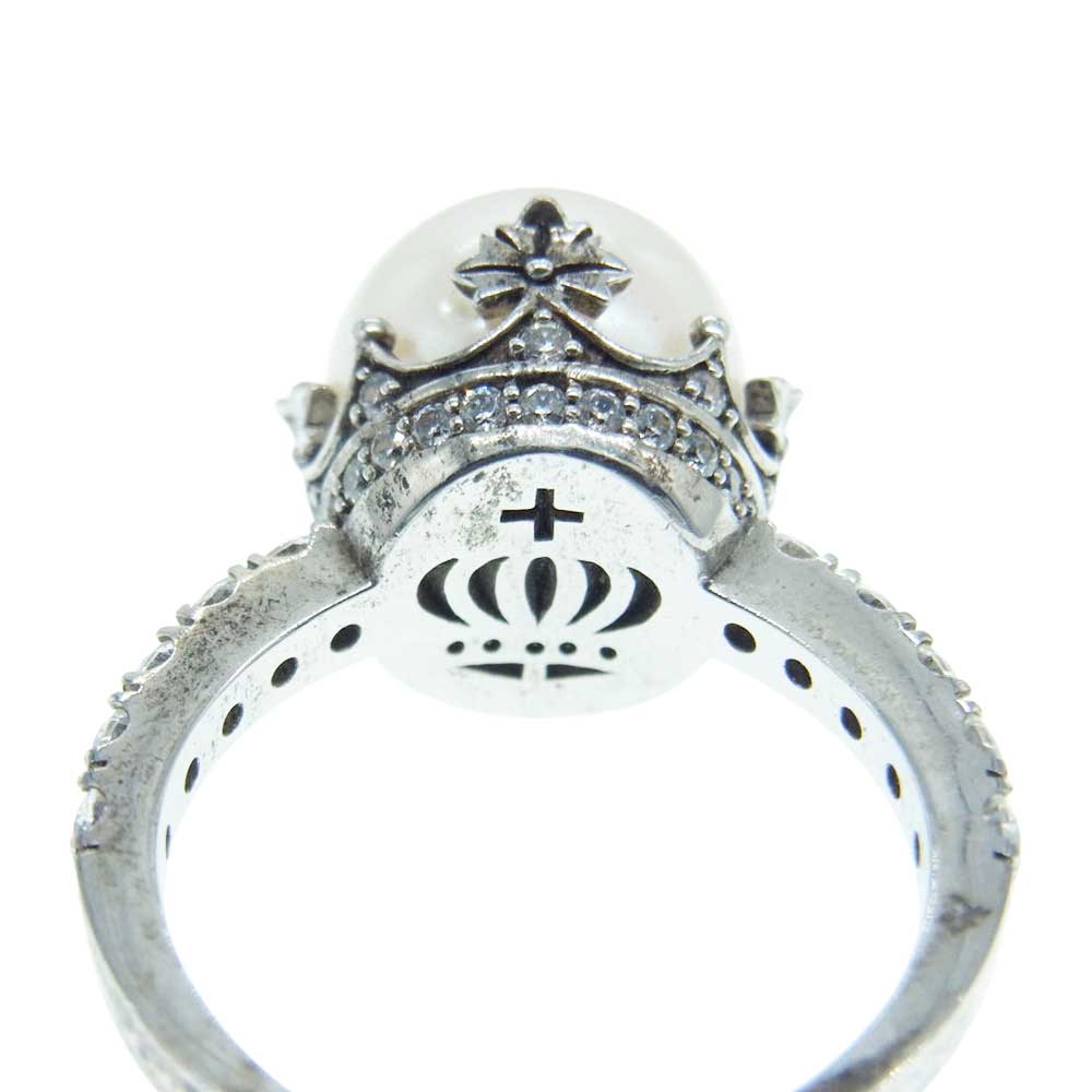 Justin Davis ジャスティンデイビス AUDREY DIAMOND/CLEAR ホワイトパール オードリー ダイヤモンド クラウン リング シルバー系 14号【中古】