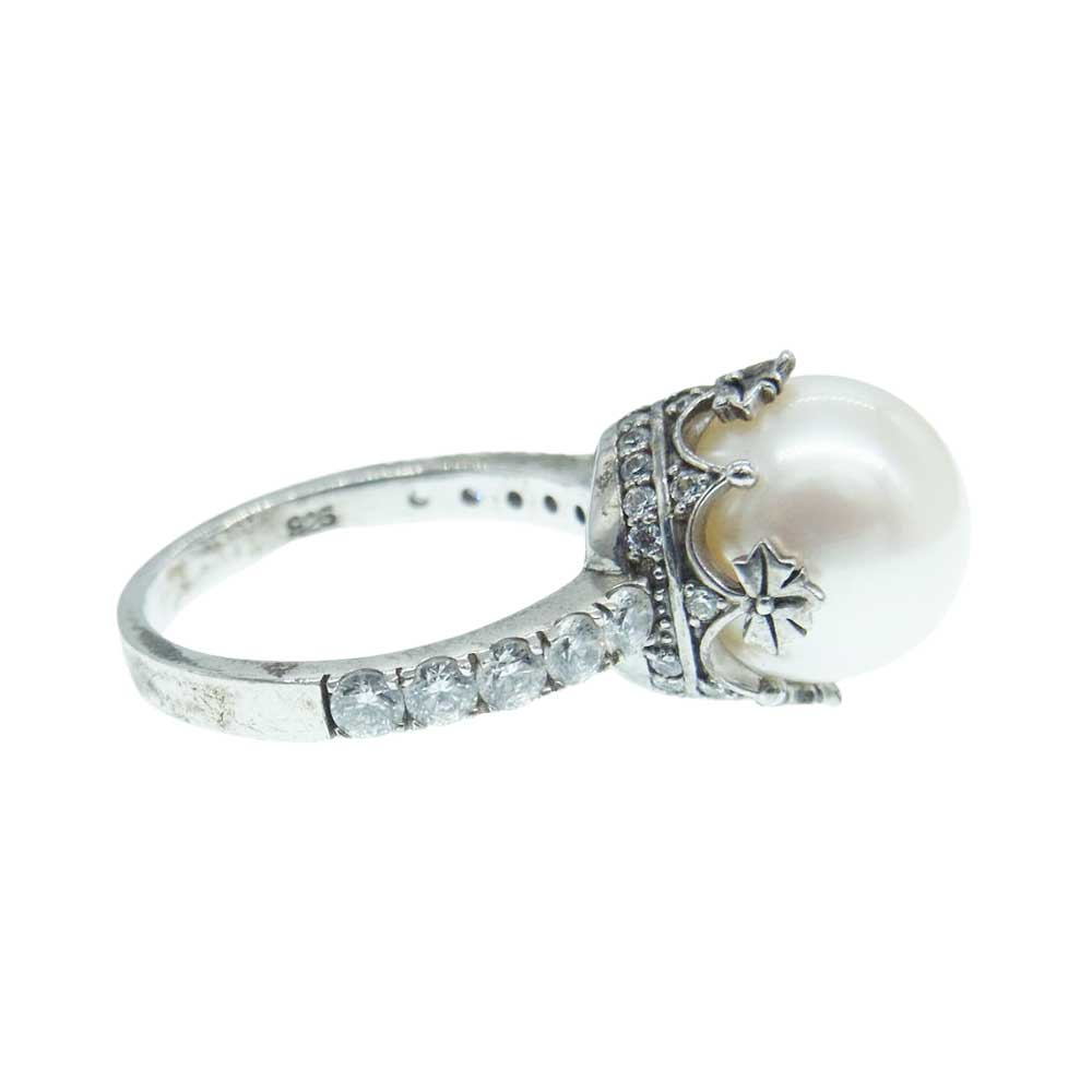 Justin Davis ジャスティンデイビス AUDREY DIAMOND/CLEAR ホワイトパール オードリー ダイヤモンド クラウン リング シルバー系 14号【中古】