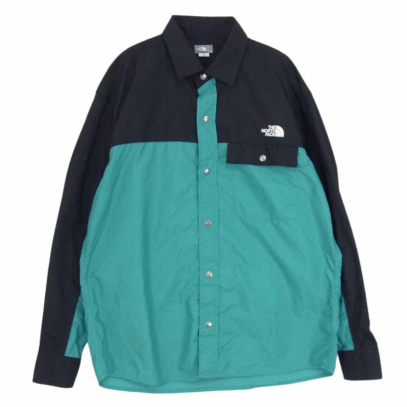 THE NORTH FACE ノースフェイス NR11961 L/S Nuptse Shirt 長袖 ヌプシ シャツ グリーン系 M【中古】