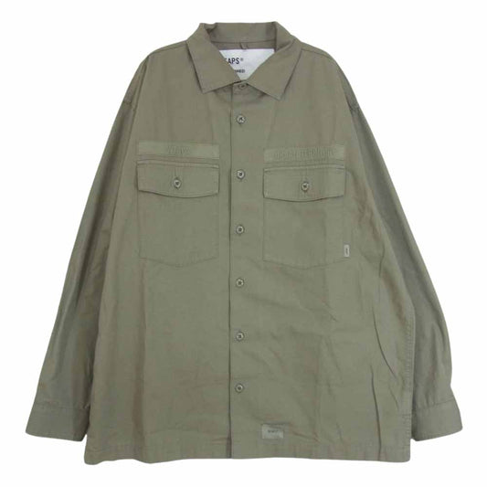 WTAPS ダブルタップス 22AW 222BRDT-SHM01 CBW / LS / COTTON POPLIN ユーティリティ ミリタリー 長袖 シャツ ジャケット カーキ系 4【中古】