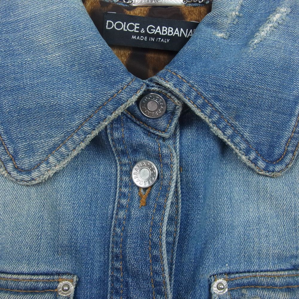 DOLCE&GABBANA ドルチェアンドガッバーナ 裏レオパード柄 デニムジャケット インディゴブルー系 38【中古】