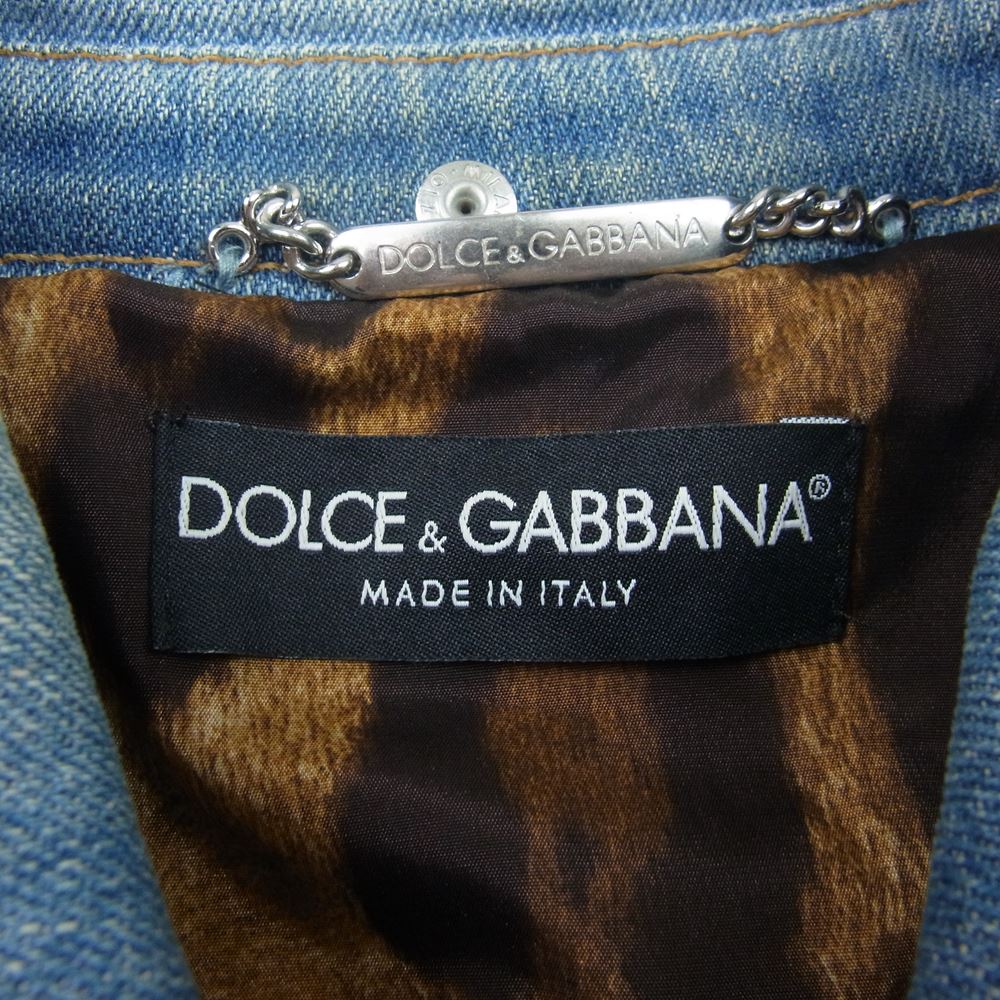 DOLCE&GABBANA ドルチェアンドガッバーナ 裏レオパード柄 デニムジャケット インディゴブルー系 38【中古】