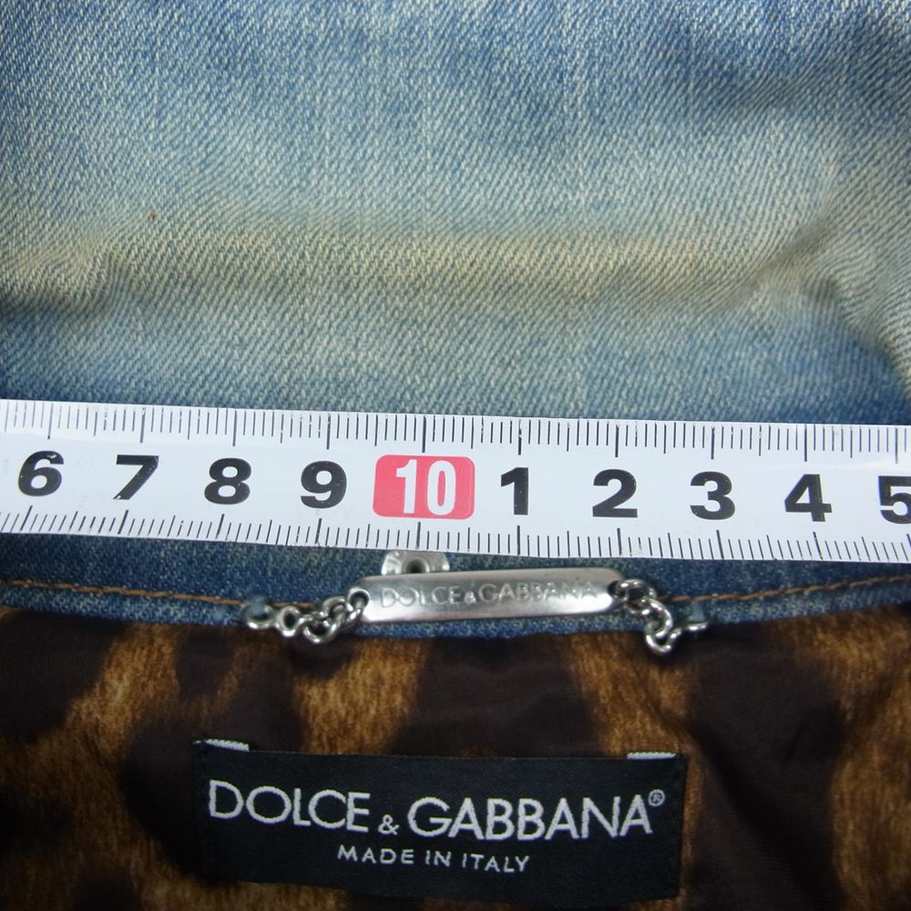 DOLCE&GABBANA ドルチェアンドガッバーナ 裏レオパード柄 デニムジャケット インディゴブルー系 38【中古】