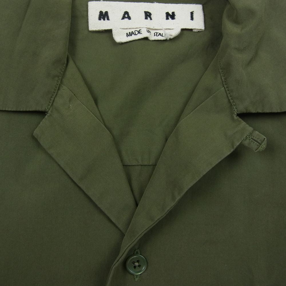 MARNI マルニ 20SS CUMU0054S0 S49305 刺繍 半袖 オープン カラー シャツ カーキ系 44【中古】