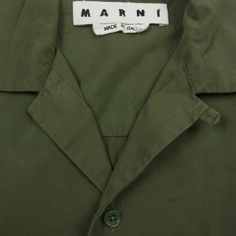 MARNI マルニ 20SS CUMU0054S0 S49305 刺繍 半袖 オープン カラー シャツ カーキ系 44【中古】