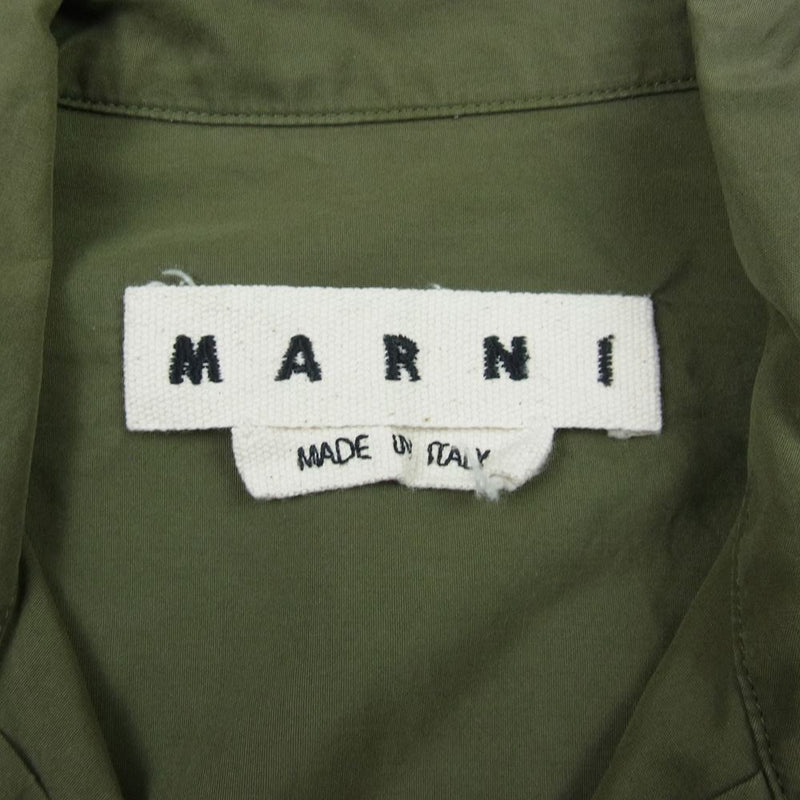 MARNI マルニ 20SS CUMU0054S0 S49305 刺繍 半袖 オープン カラー シャツ カーキ系 44【中古】