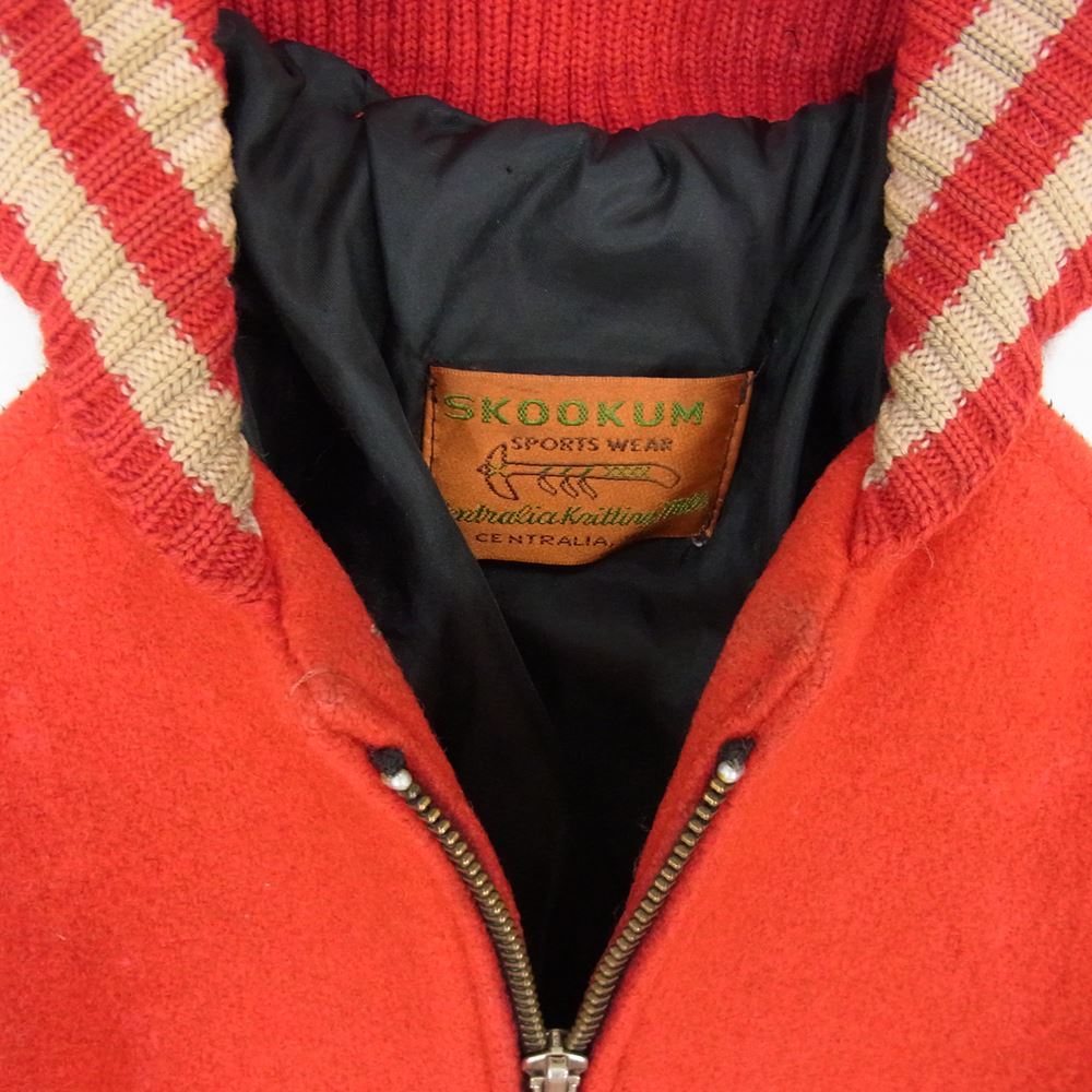 SKOOKUM スクーカム 袖レザー スタジャン レッド系 サイズ表記無【中古】