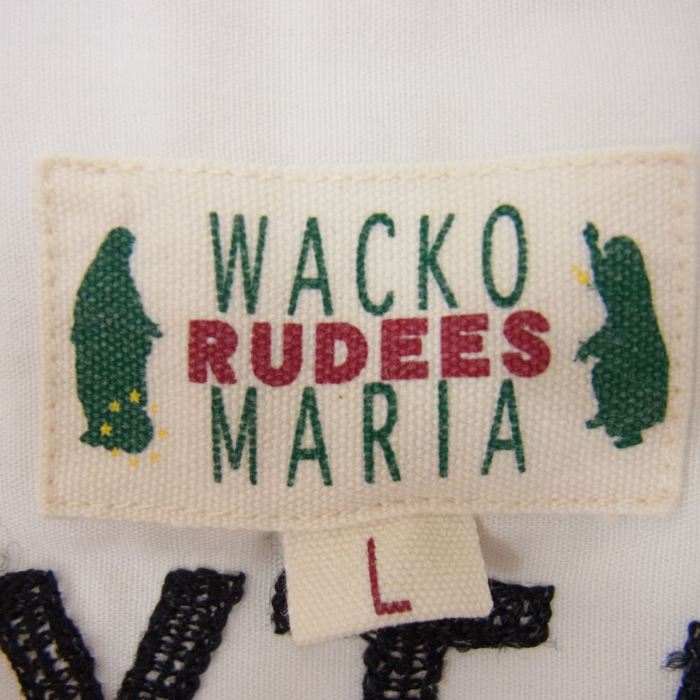 WACKO MARIA ワコマリア バック 刺繍 ワッペン付 ボーリング 半袖 シャツ ピンク ホワイト系 L【中古】