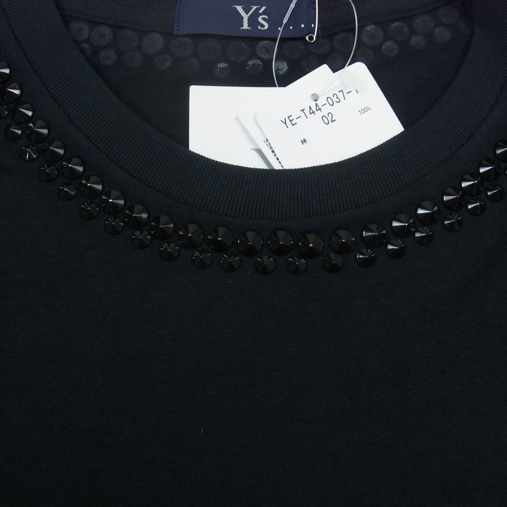 Y's Yohji Yamamoto ワイズ ヨウジヤマモト YE-T44-037-1 STUDDED T SHIRT Tシャツ スタッズ ブラック ブラック系 2【極上美品】【中古】